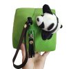 Felt panda coin purse wallet with hanging rope