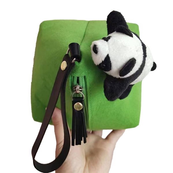 Felt panda coin purse wallet with hanging rope