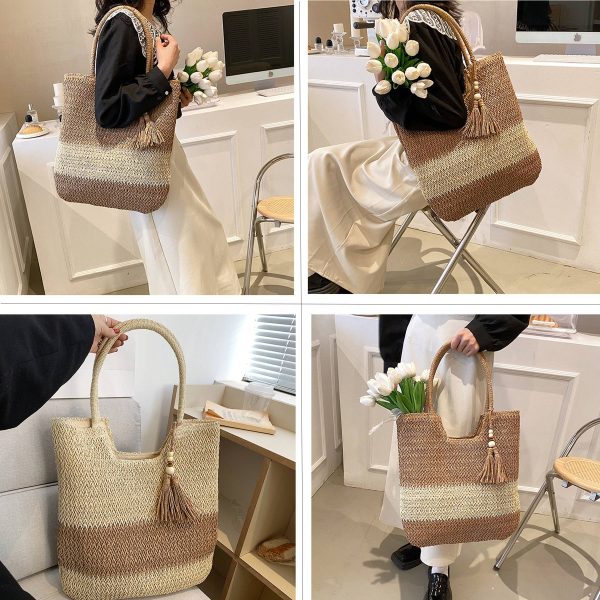 Jute Straw Beach Woven Tote Rattan Shoulder Bag
