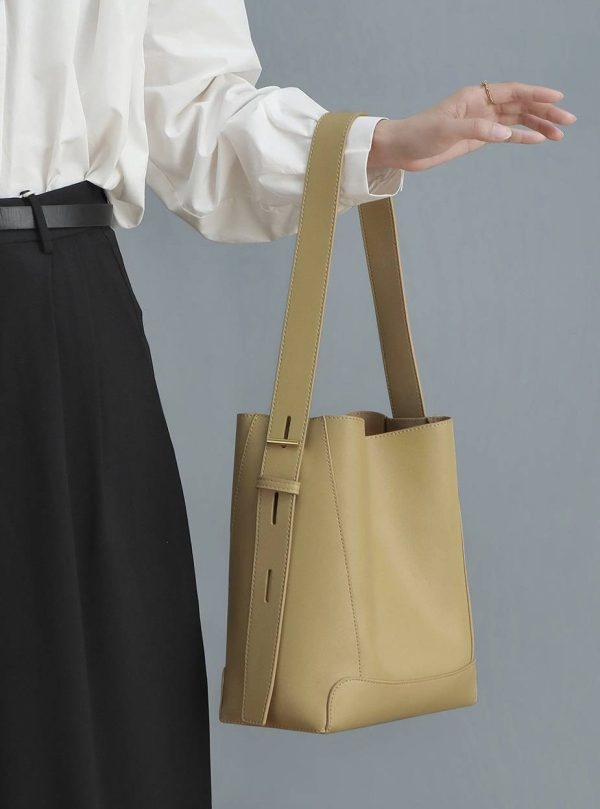 Genuine Leather Tote Bucket Bag