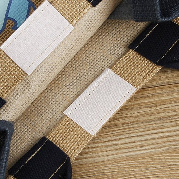 Jute burlap tote bag with buckle
