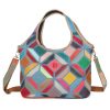 Genuine Leather Colourful hand-paneled shoulder tote bag