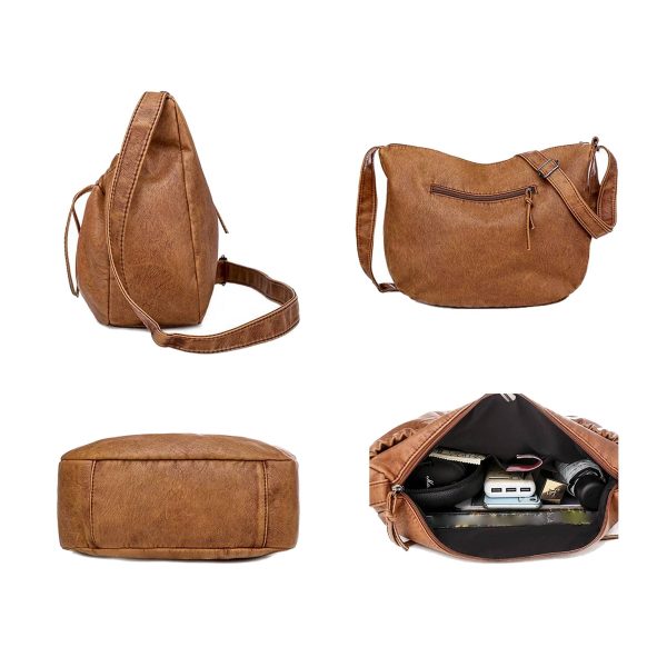 PU Leather Crossbody Drawstring Bags for women