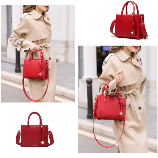 Red Pu Leather married messenger bag For women