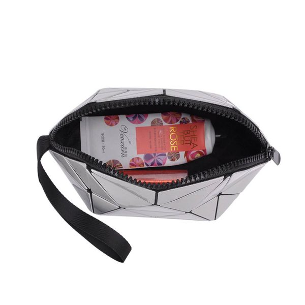 Pu Geometric Travel Foldable Cosmetic Bag