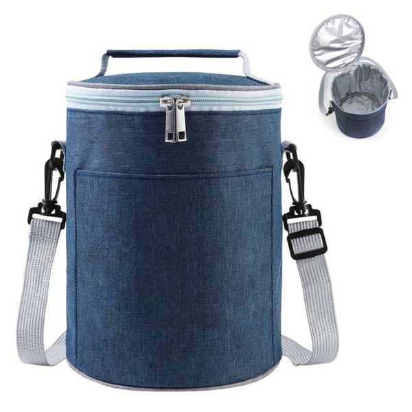 Cooler Lunch Insulation Cylindrical Bucket Bag