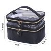 PU Leather Black Double Layer Cosmetic Bag