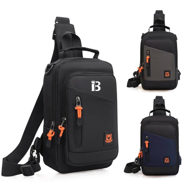 Oxford Waterproof Chest Bag With USB Charging Port