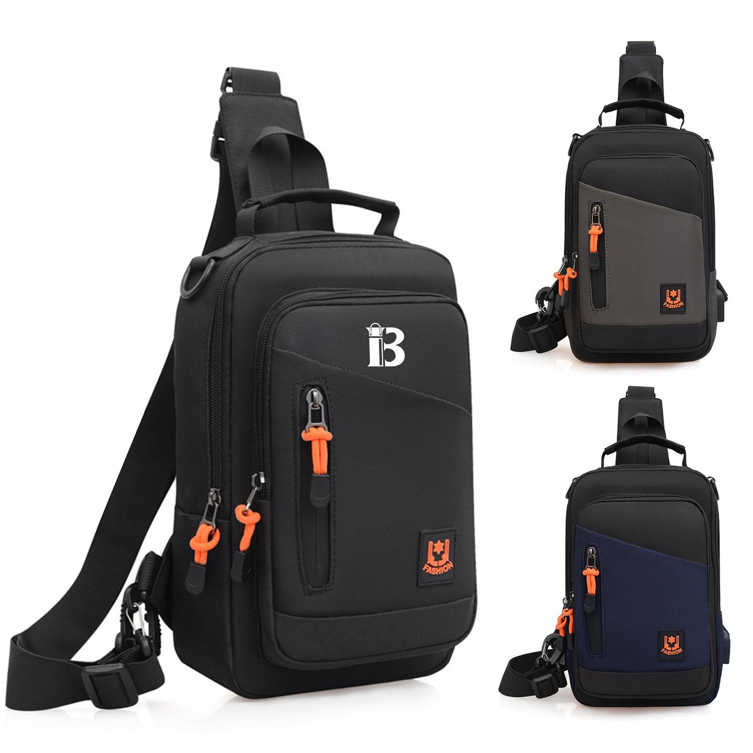 Oxford Waterproof Chest Bag With USB Charging Port