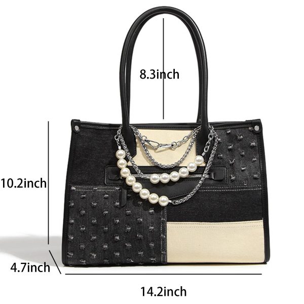 Denim Tote Bag with Handle for Women