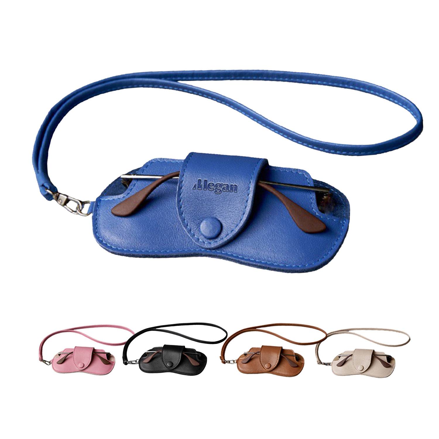 Business Portable Neck Hanging PU Leather Glasses Gag