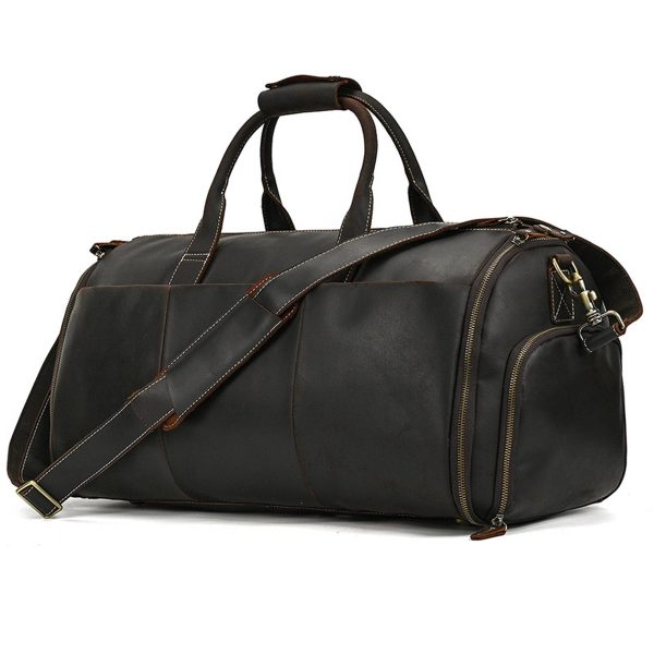 Genuine Leather Weekender Garment Duffle Bag