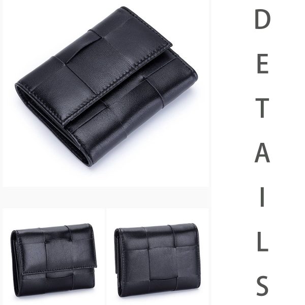 Genuine Leather Stylishly woven short coin purse