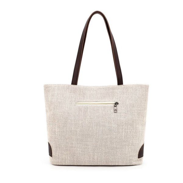 Canvas Tote Bag with Zipper and Handle