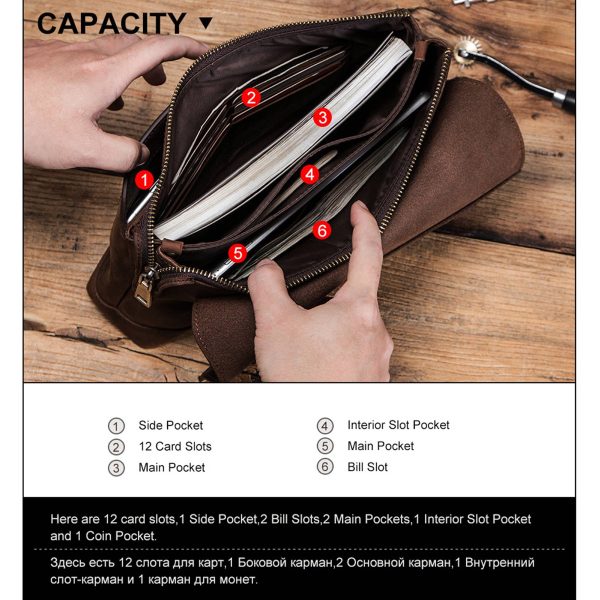 Genuine Leather Crazy Horse Skin high-capacity Wallets