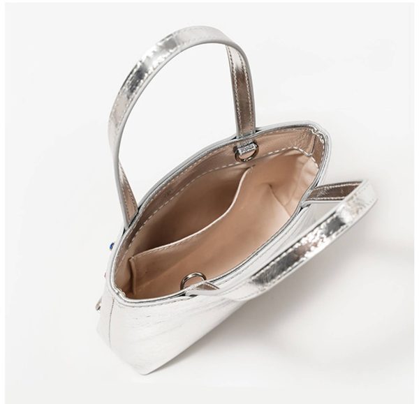 Geniune Leather Crossbody Bag Studded With Shinestones