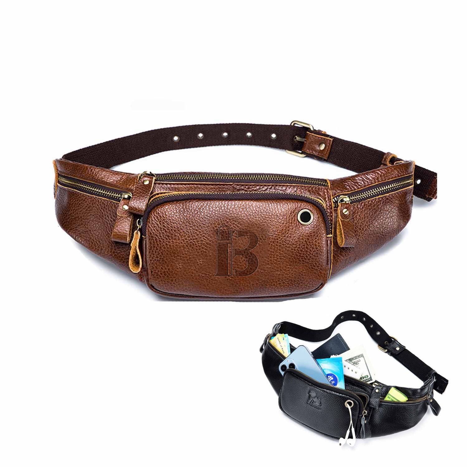 genuine leather men's Fanny pack