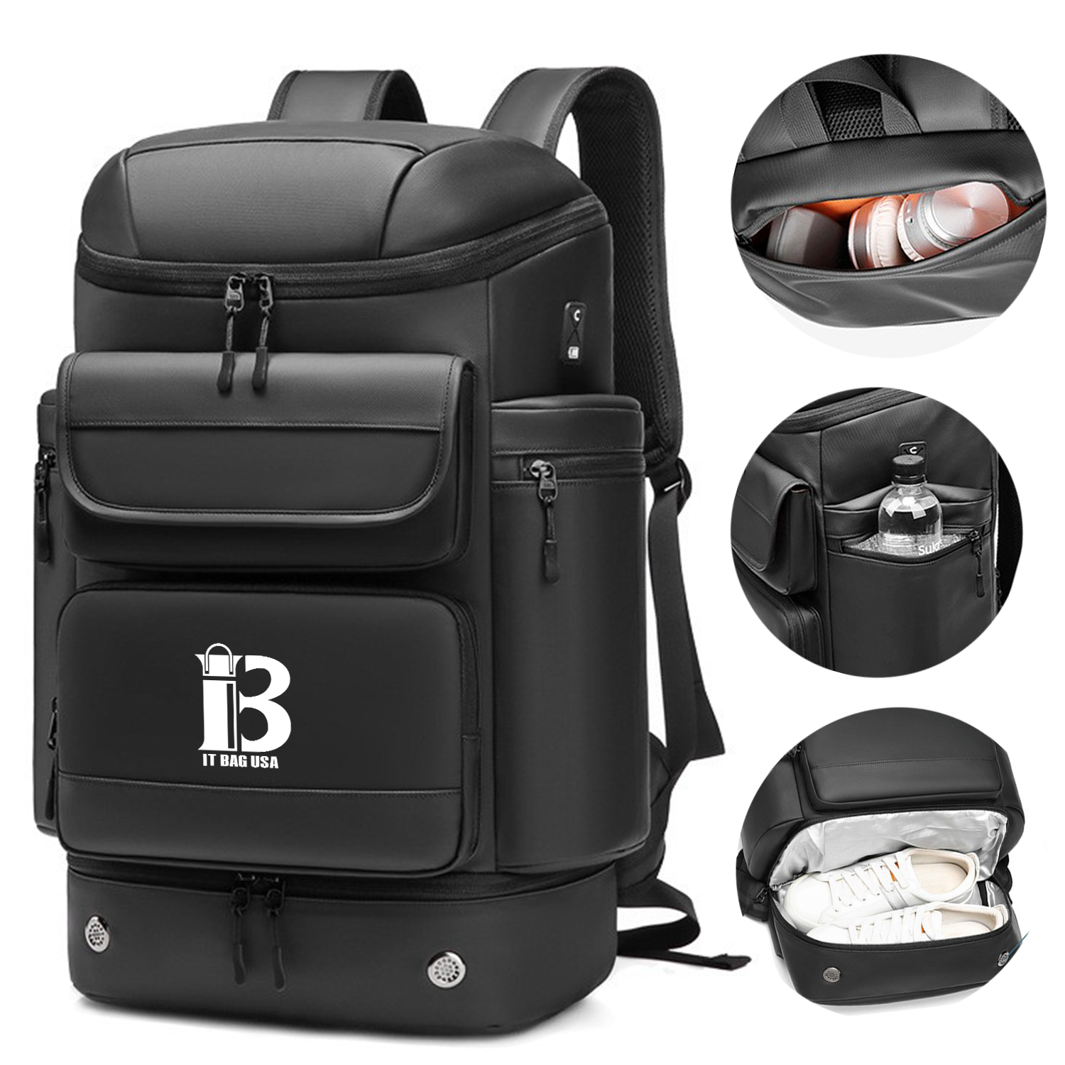 Gym backpack with shoe compartment for men