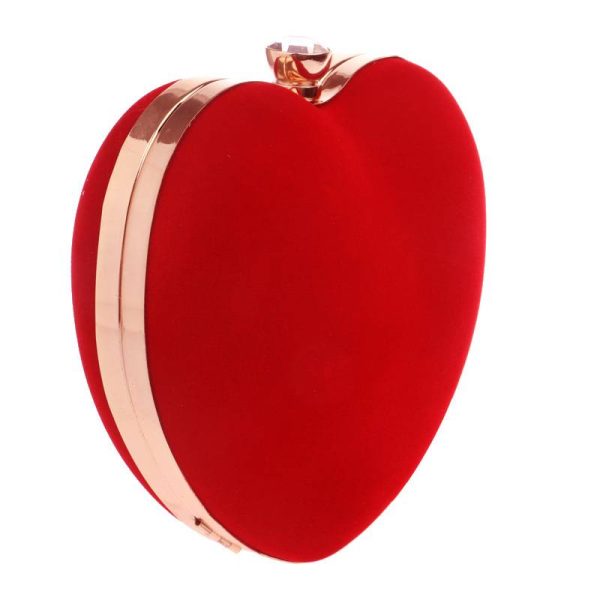 Red velvet heart-shaped chain crossbody shoulder bag handbag
