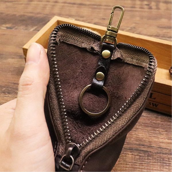 First Layer Cowhide Plant Tanned Leather Vintage Key Bag