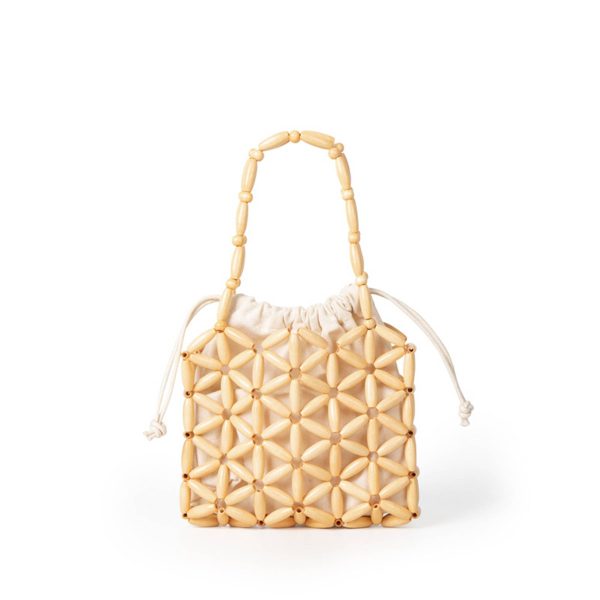 Wooden Tote Bag with a canvas drawstring pocket inside