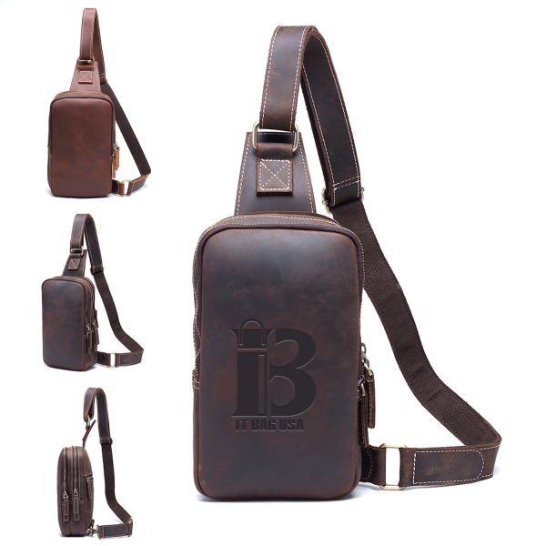 Genuine Leather Diagonal Shoulder Bag For Men