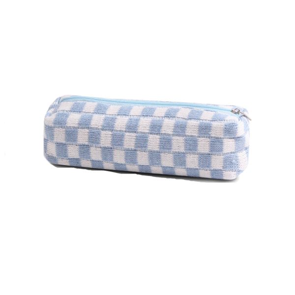 Knitted Plaid Pencil Pouch