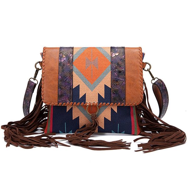 Cotton Colorful hand-woven and linen cross-body bag