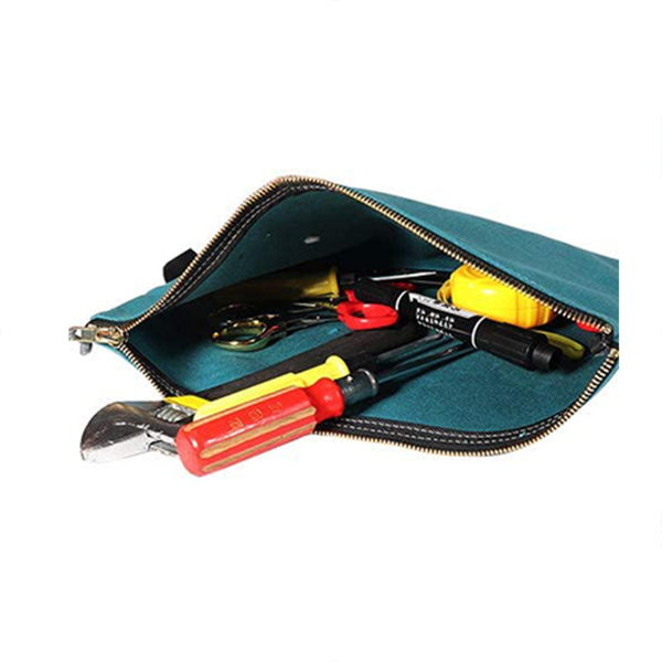 Flat Canvas Utility Pouch with Zipper