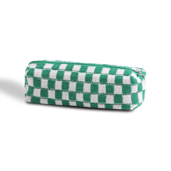 Knitted Plaid Pencil Pouch