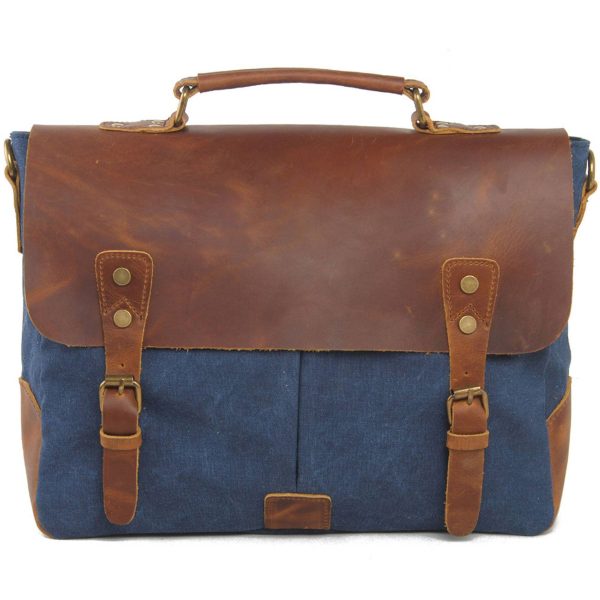 Canvas with leather Messenger bag