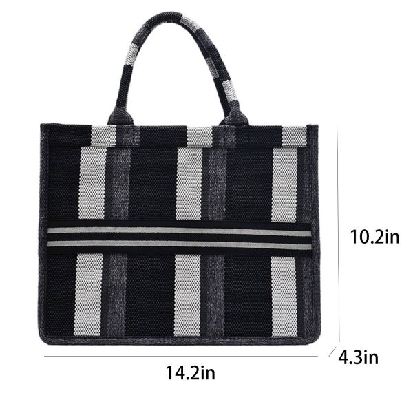 Canvas Tote Bag Simple Stripe Large Capacity