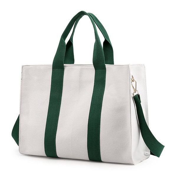Stylish Canvas Tote Crossbody Bag Zipper Closure