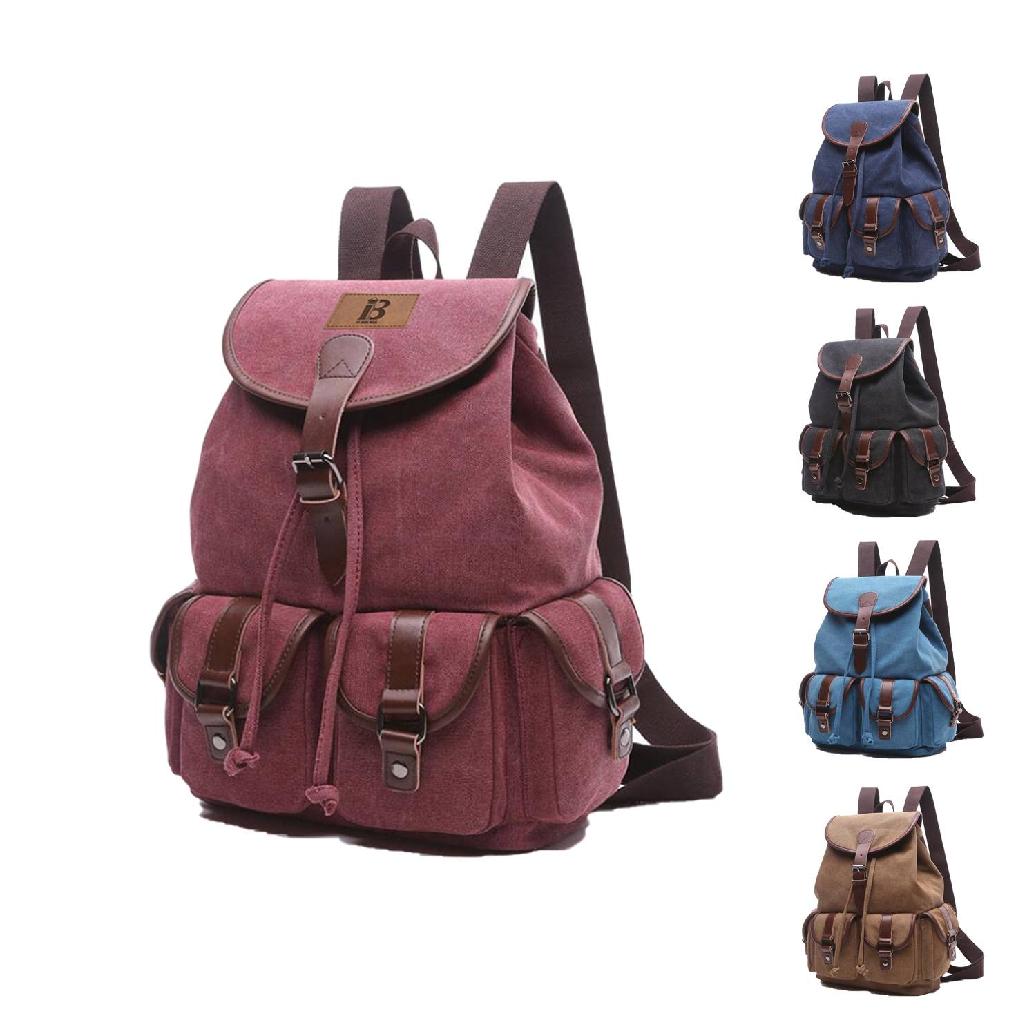 Women's Backpack Solid Color Multi-Pocket Outdoor Travel Bag