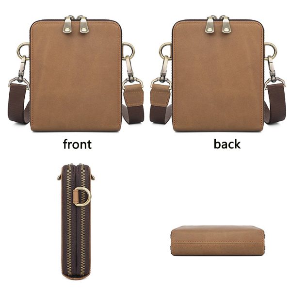 Genuine Leather Men's Casual Small Square Bag