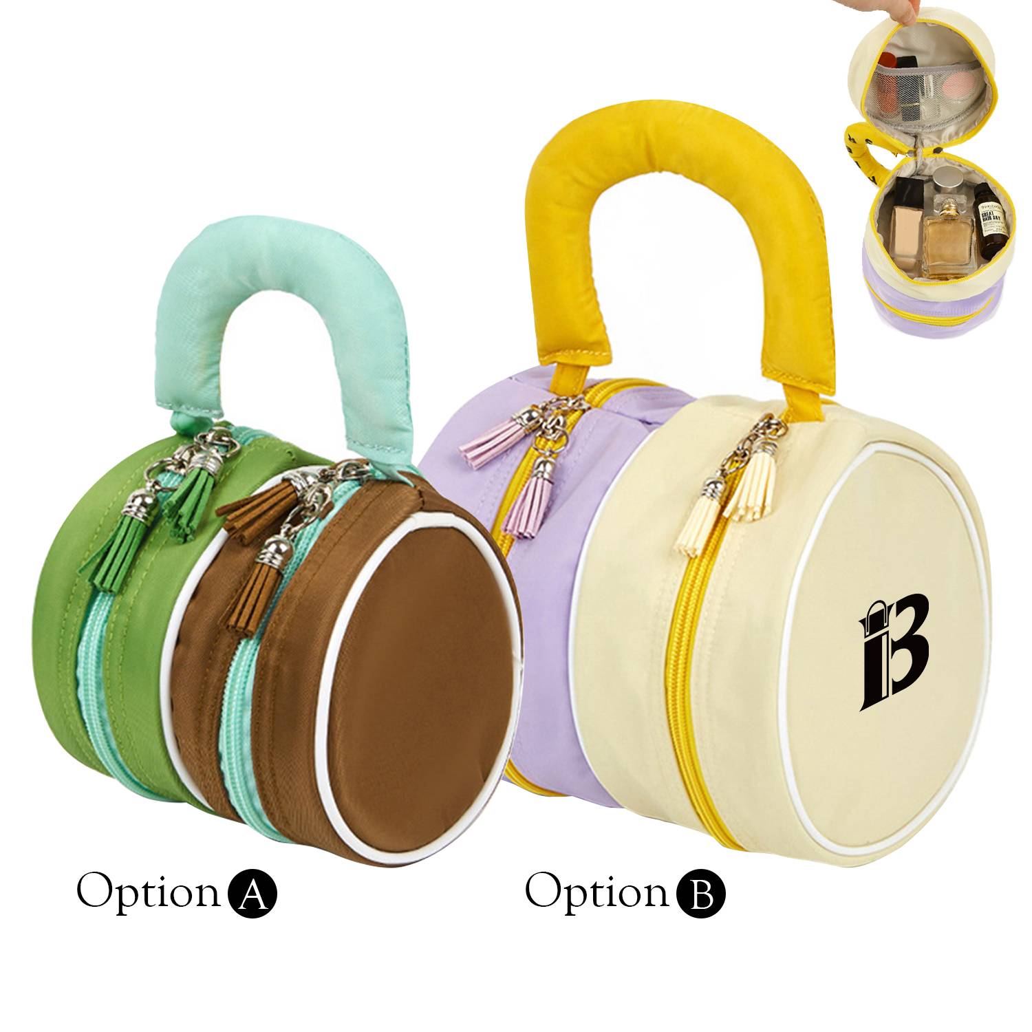 Nylon cylinder hand makeup bag