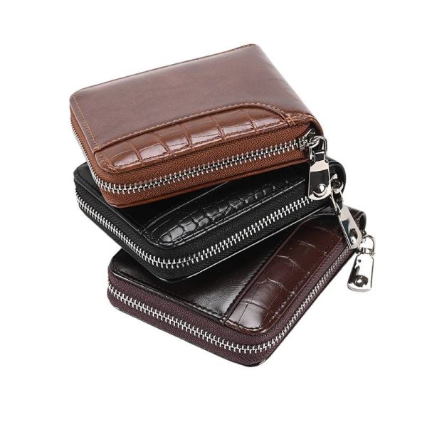 Men's PU Leather Bifold Zipper Wallets