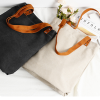 Canvas Tote Bag With PU Leather Handles