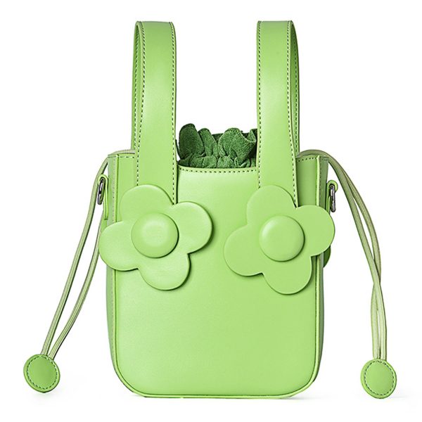 PU Leather Drawstring Bucket Tote Bags for Women