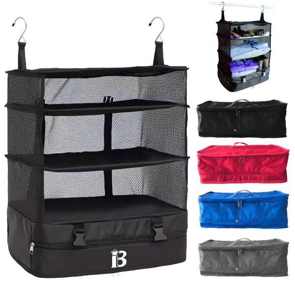 3 Layes Polyester Foldable Travel Storage Bag With Two Hooks