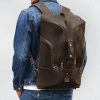 Full Grain Leather Mans Retro Backpack Convertible
