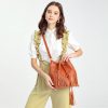 PU leather Drawstring Purse Tassel Crossbody Shoulder Bag
