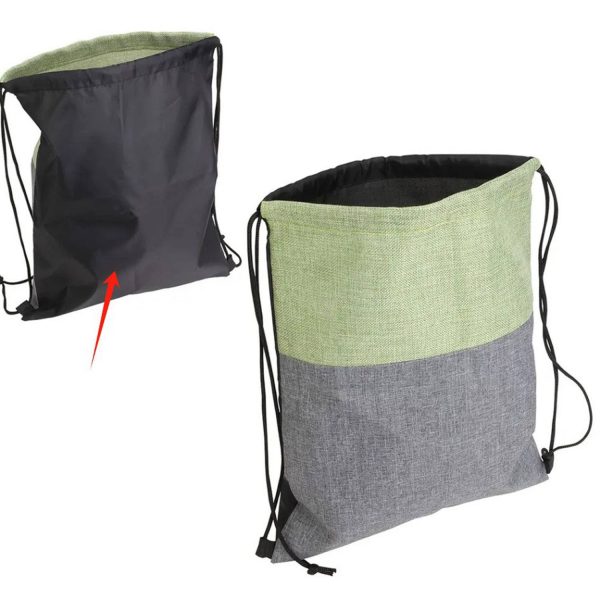 Linen Oxford Cloth Outdoor Splicing Drawstring Backpack