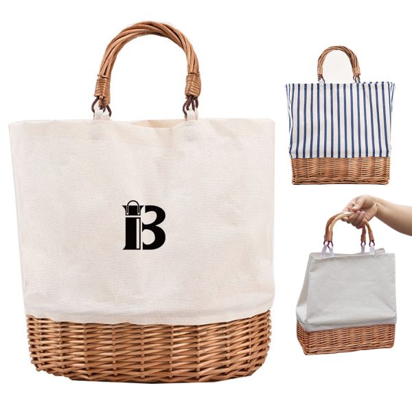 Willow & Canvas Tote Bag Handbag Basket