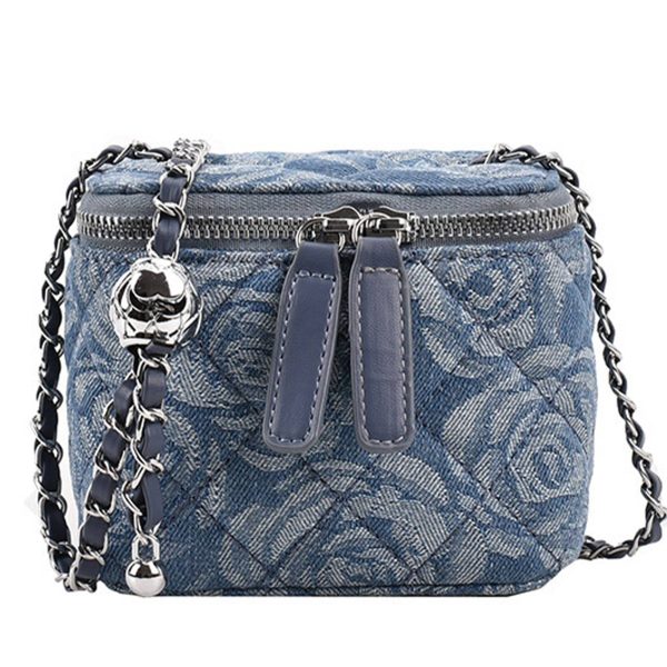 Cotton One-shoulder diamond grid bag