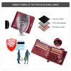 Genuine Leather RFID Small Square Buckle Wallet Women Red