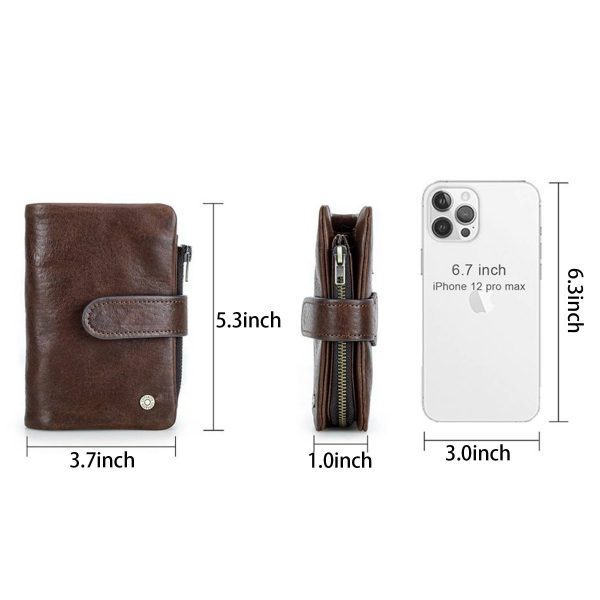 Genuine Leather Large Capacity Bifold Anti theft Wallet Men