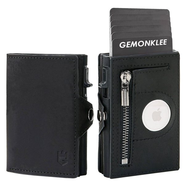 Genuine leather Mens Wallet Tag Anti-theft Card Case