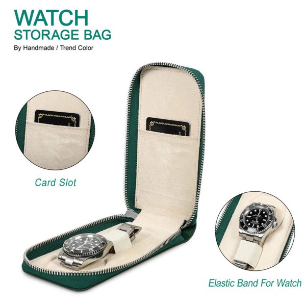 Genuine Leather Watch Travel Case Storage Cosmetic bag
