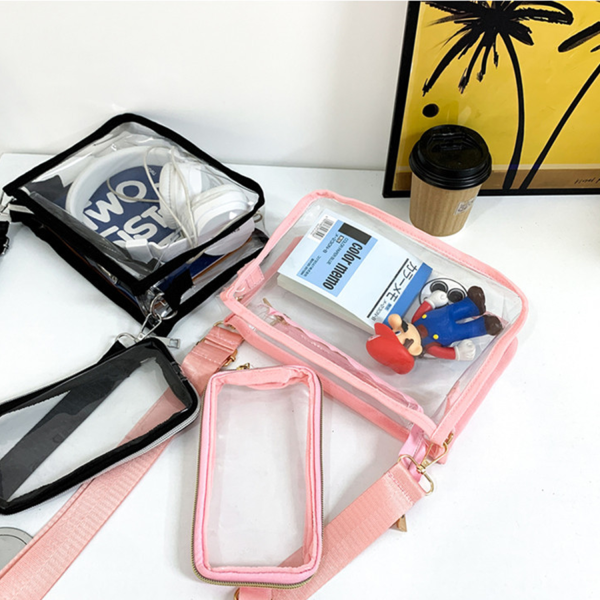 Clear PVC Shoulder Bag Purse Crossbody w/ Phone Case